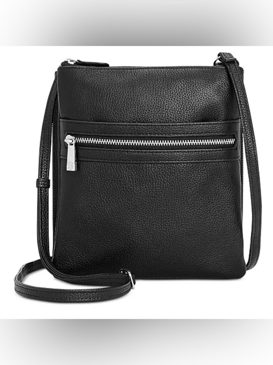 Giani Bernini Handbags - Giani Bernini Triple-Zip Black Leather Dasher Crossbody Bag for Women
